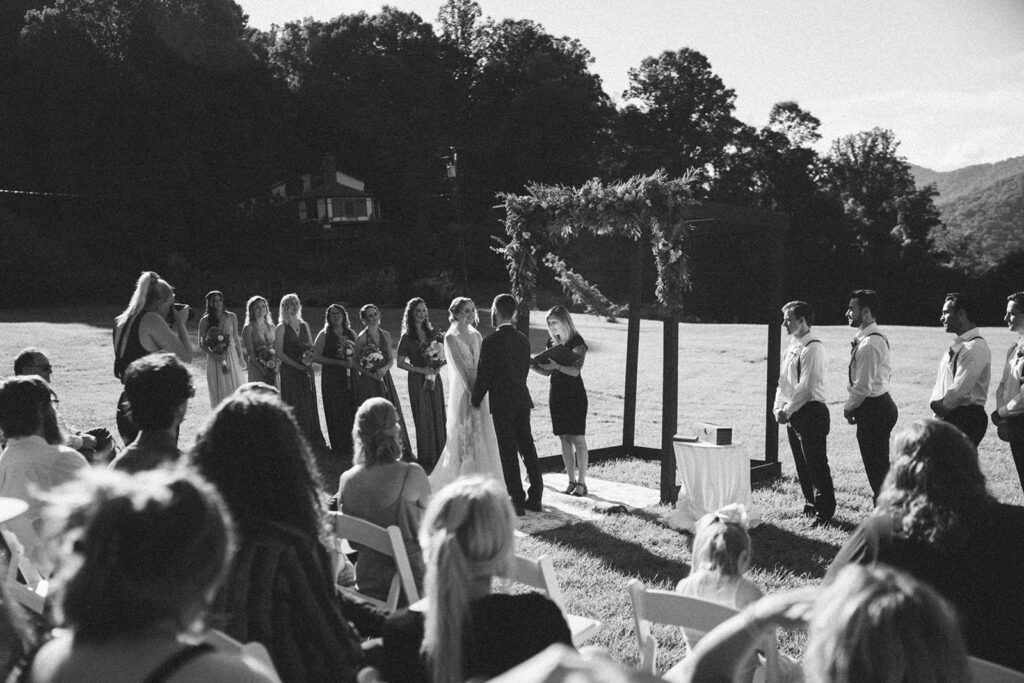 outdoor mountain wedding ceremony in asheville north carolina