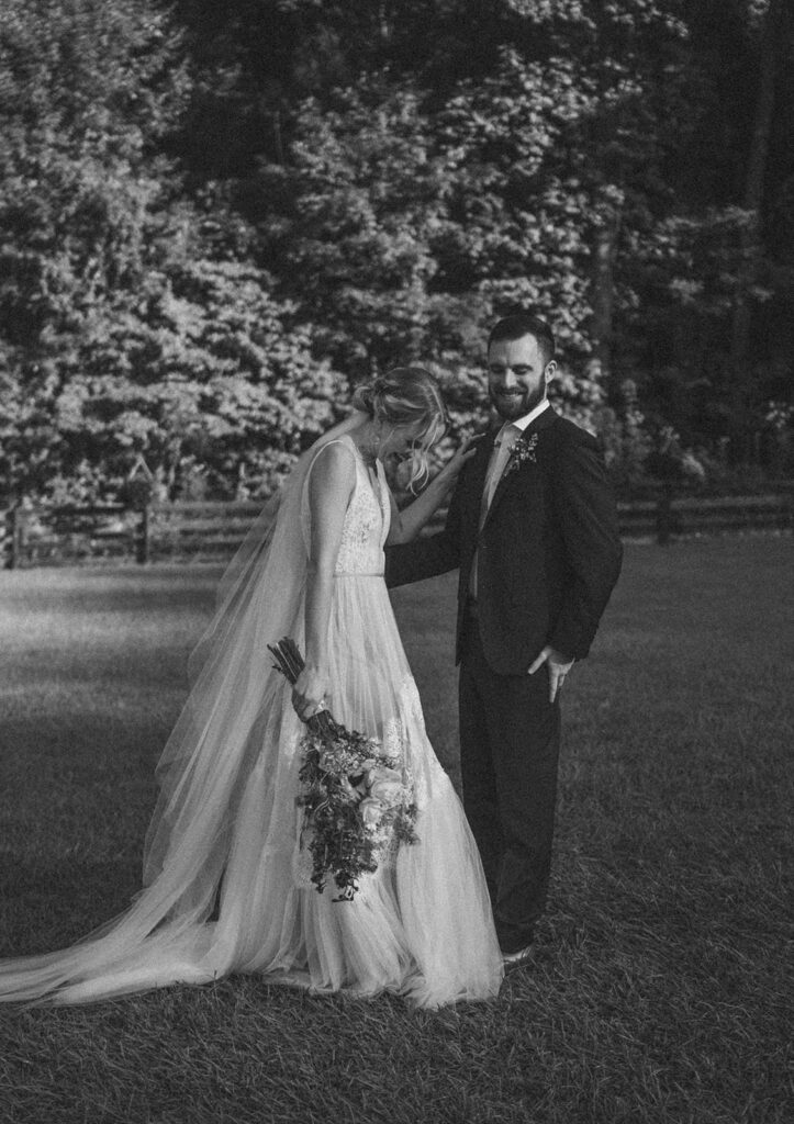 timeless and romantic couple photos in the blue ridge mountains with bride and groom at the fields of blackberry cove
