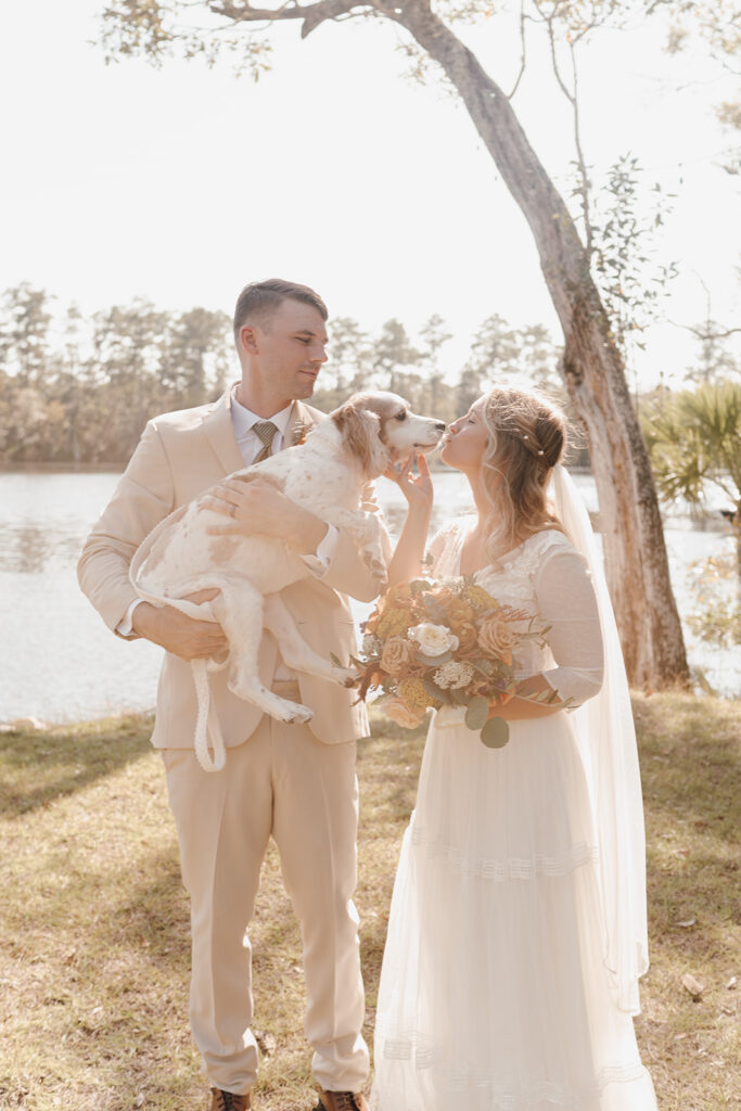 outdoor wedding portraits with bride and groom