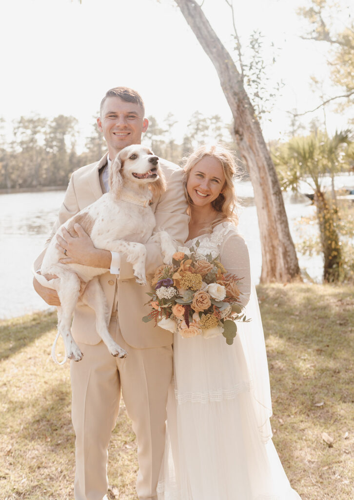 outdoor wedding portraits with bride and groom