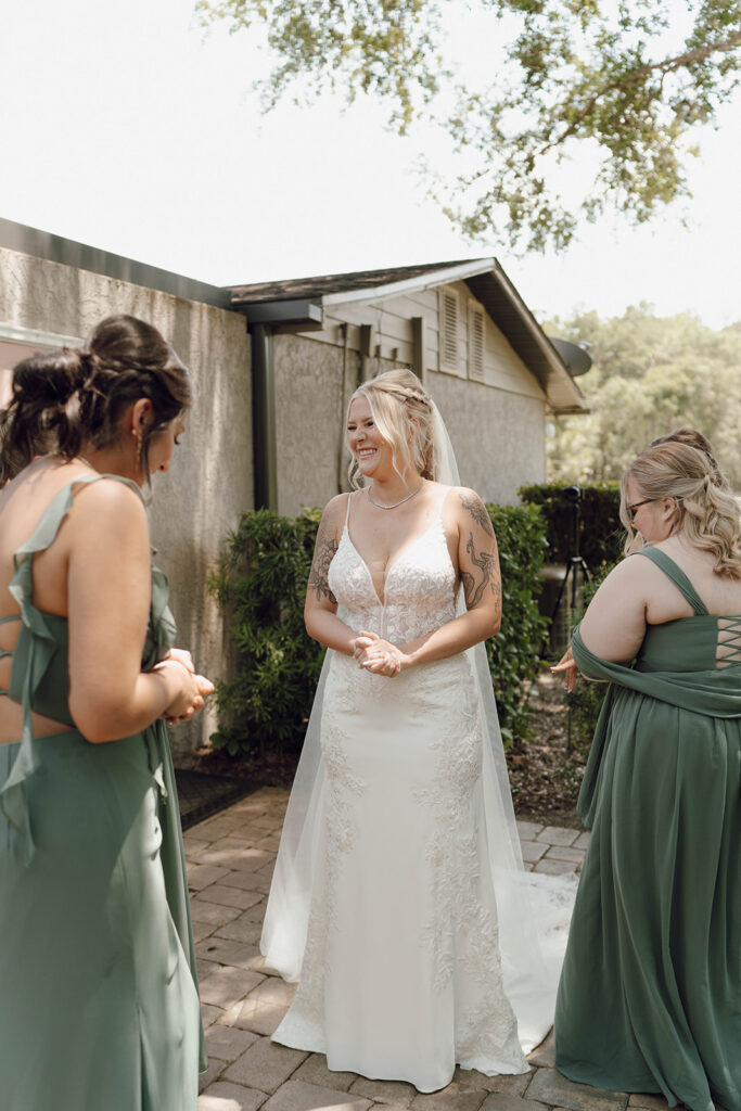 first look with bridesmaids