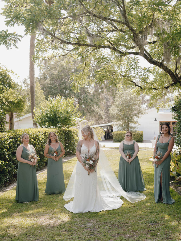 romantic wedding details of bride and her bridesmaids
