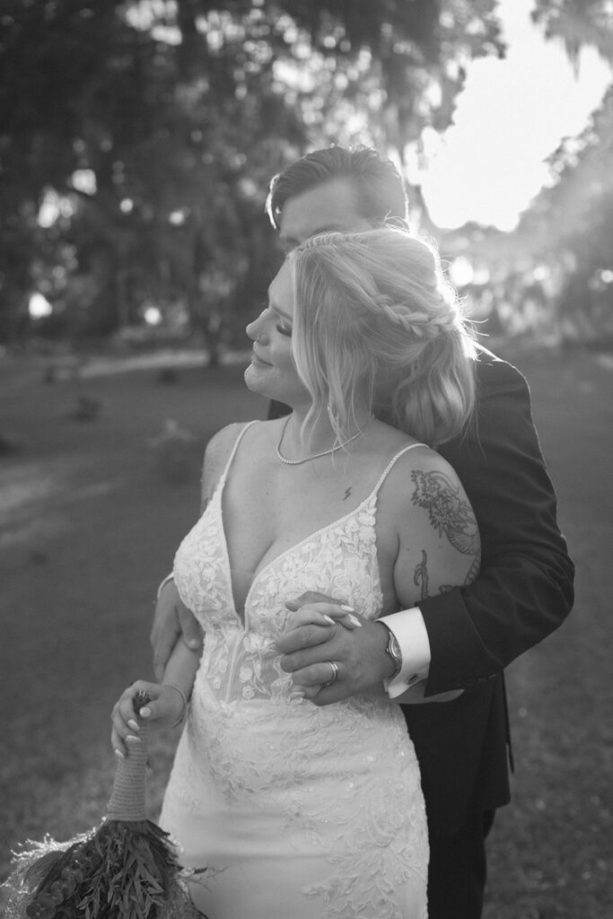 sunset bride and groom portraits