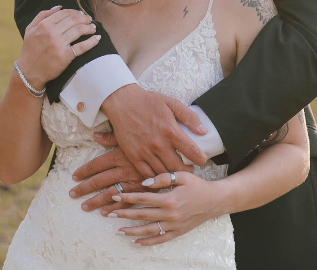 sunset bride and groom portraits
