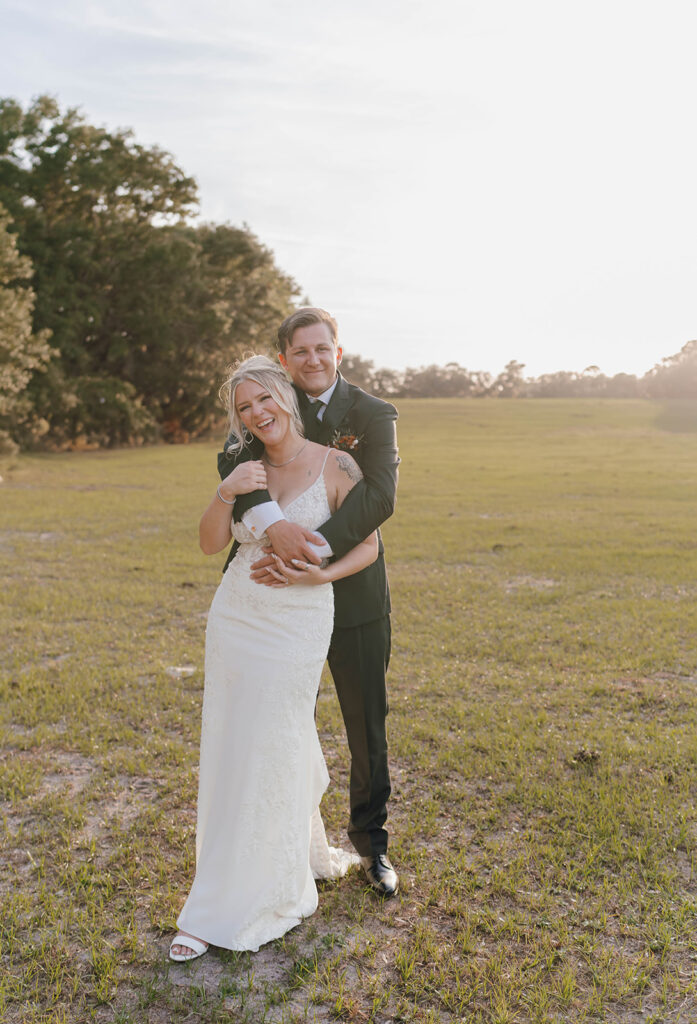 sunset bride and groom portraits