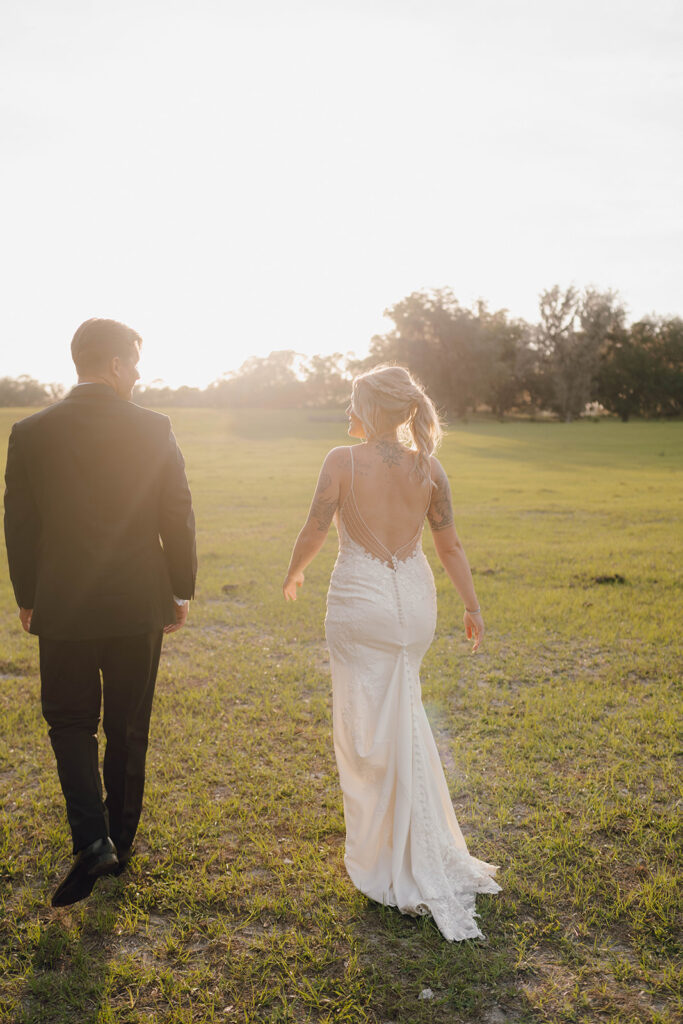 sunset bride and groom portraits