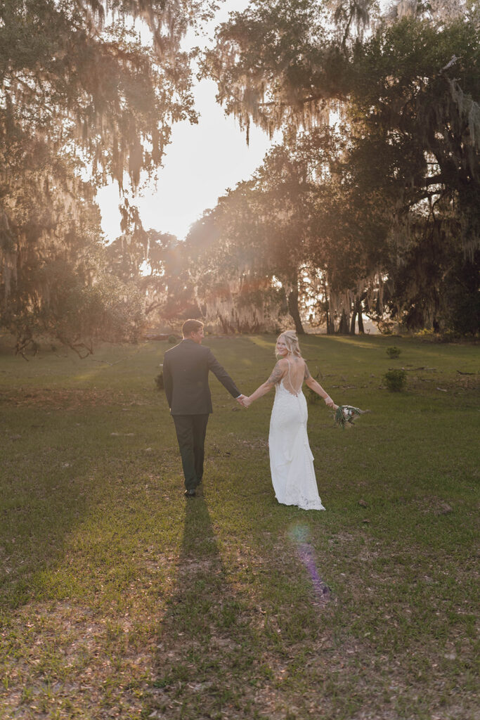 sunset bride and groom portraits