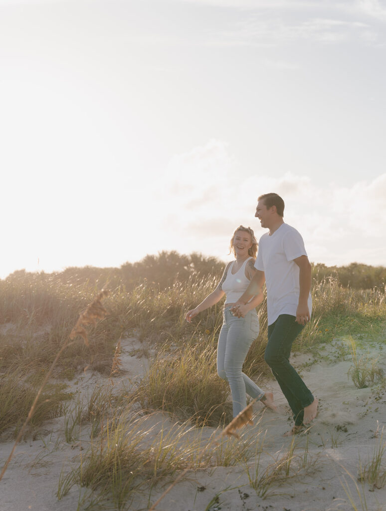 romantic sunset engagement photos at cocoa beach in florida