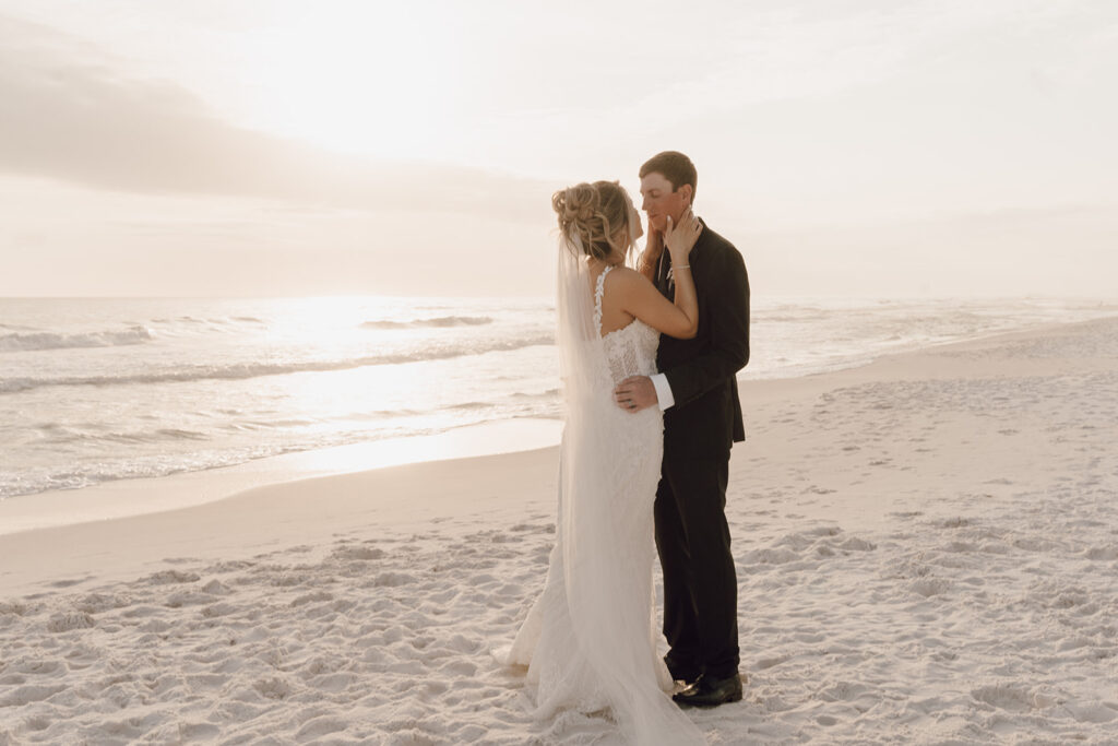 30a beach wedding photos during sunset