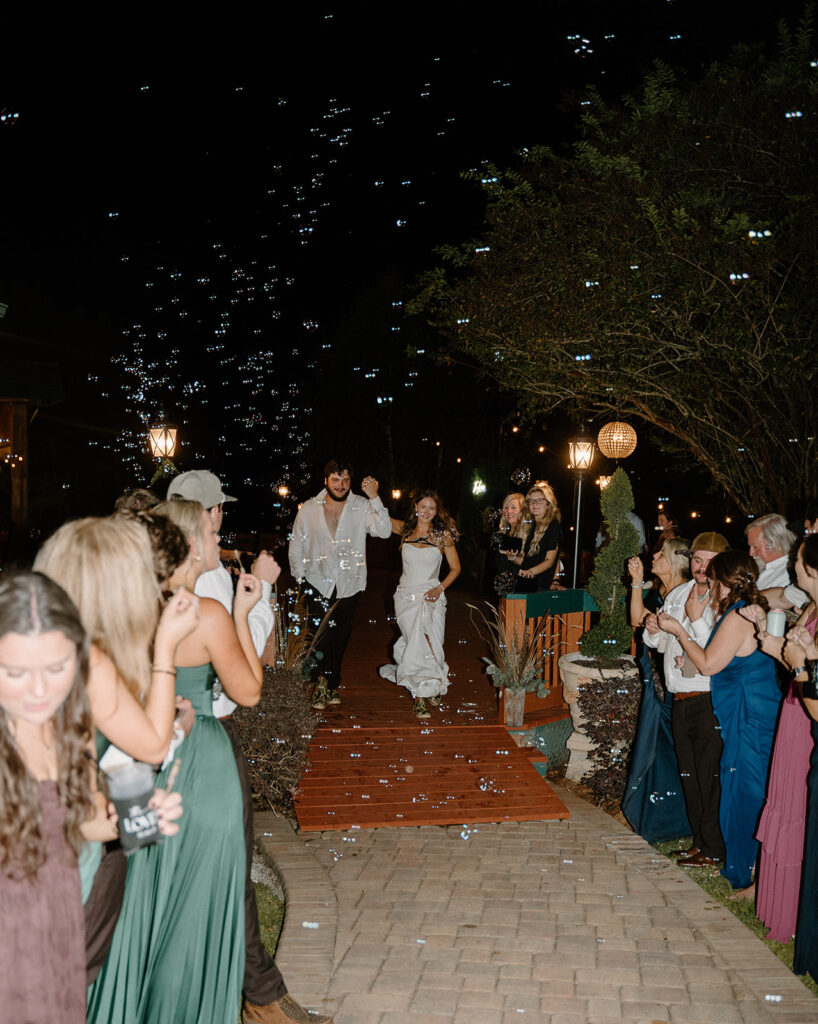 bubbles wedding exit at a georgia wedding venue