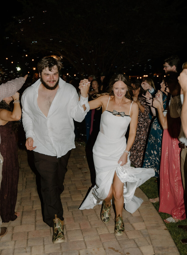 flash wedding reception photos of the bride and groom at a georgia wedding venue