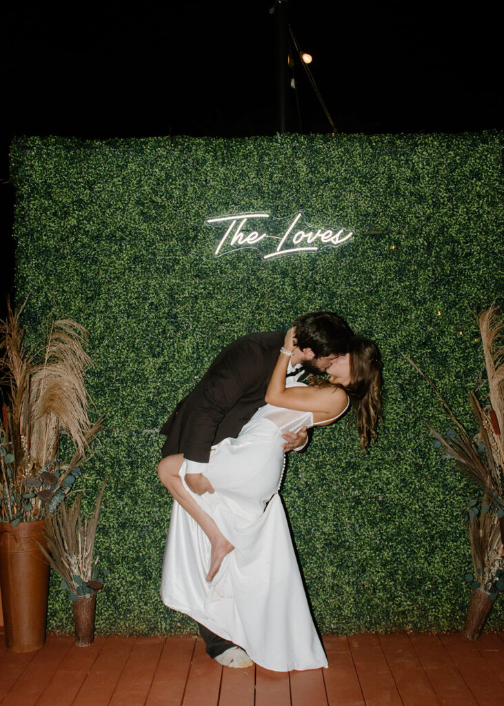 flash wedding reception photos of the bride and groom at a georgia wedding venue