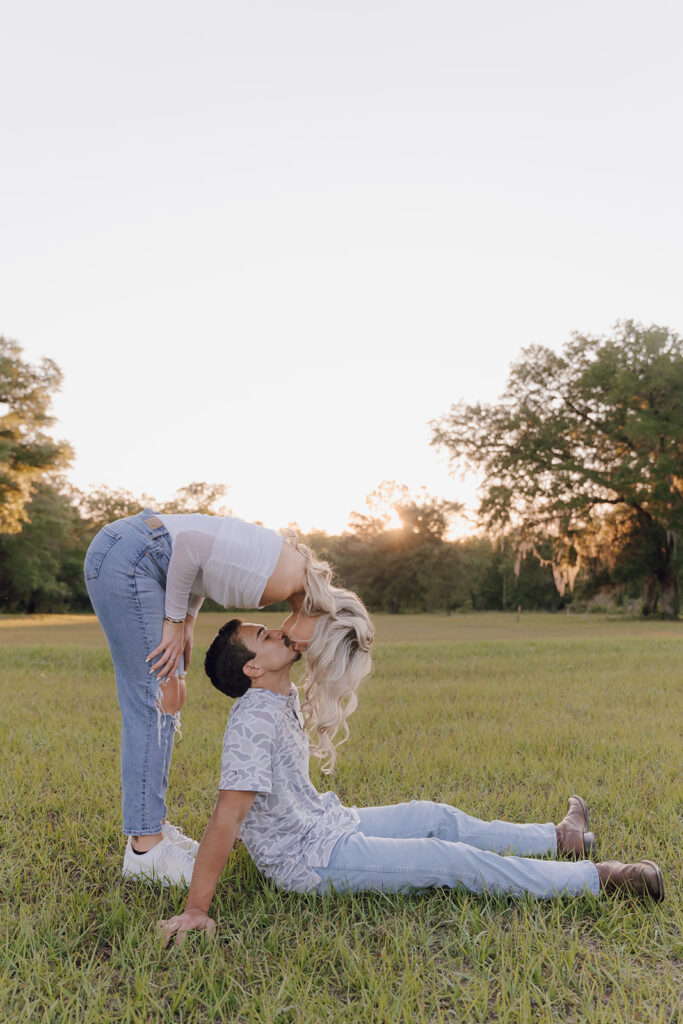 upside down kiss pose for engagement session