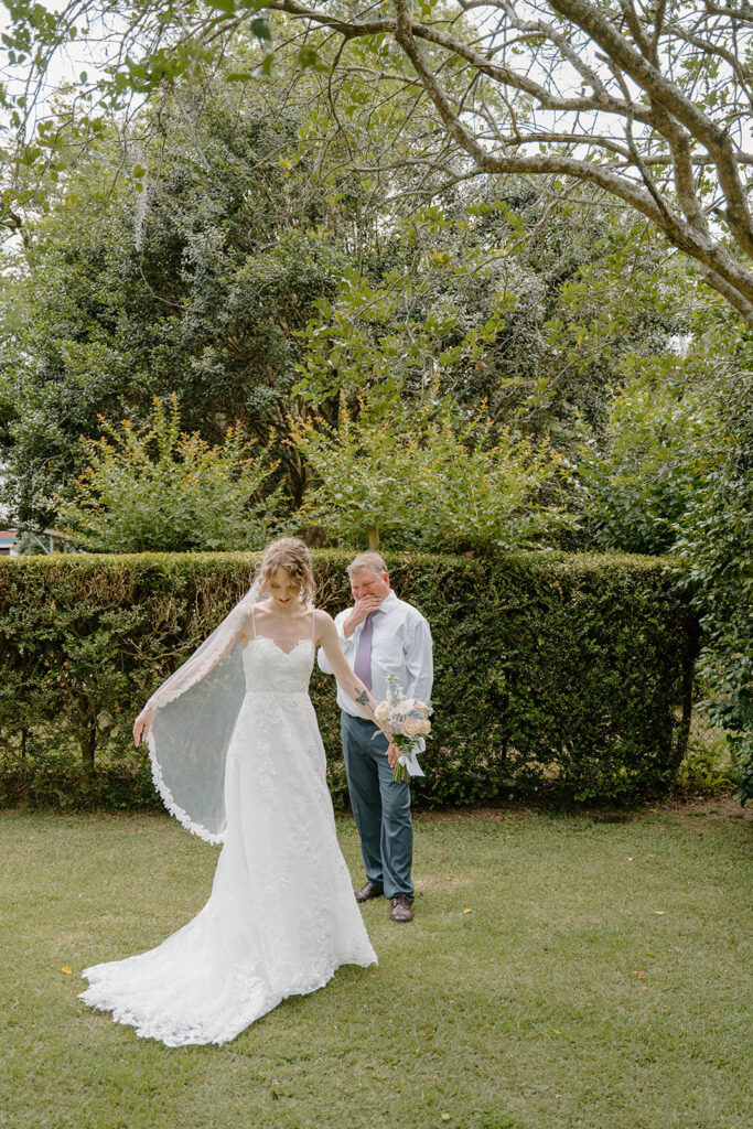 Bride spinning around for her dad.