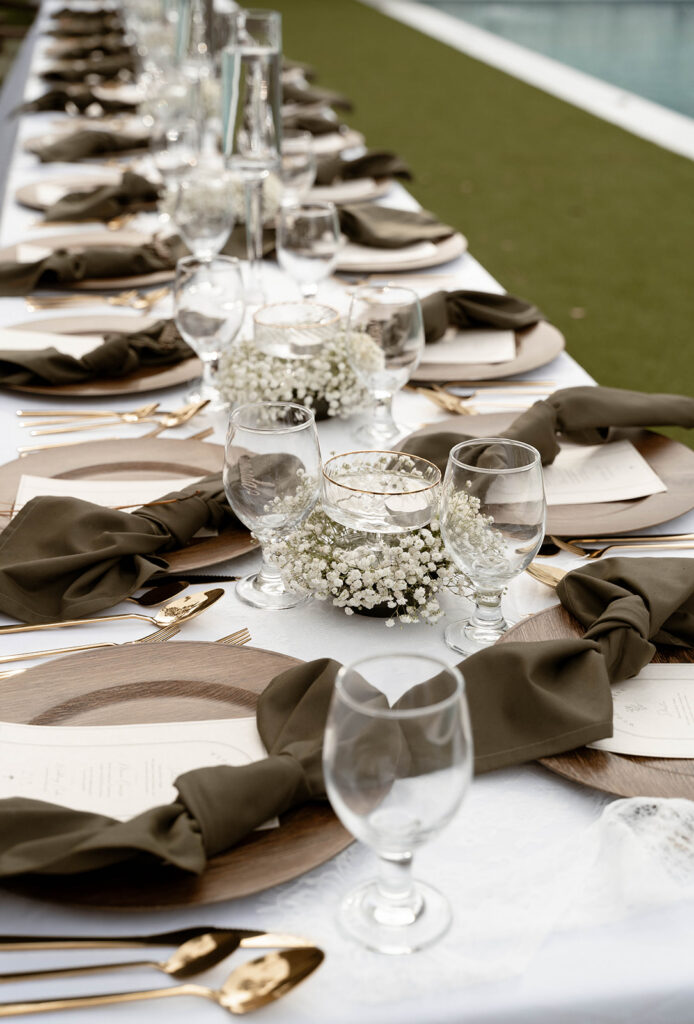 Intimate wedding reception table.